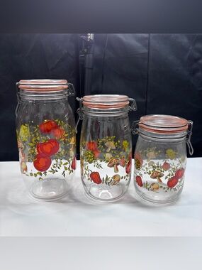 Vintage Arc"Spice Of Life" 1.5L& 2L Glass Canisters Jars Made in France